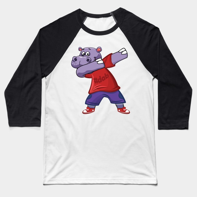 'Dabbing Dancing Hippo' Funny Dabbing Animal Gift Baseball T-Shirt by ourwackyhome